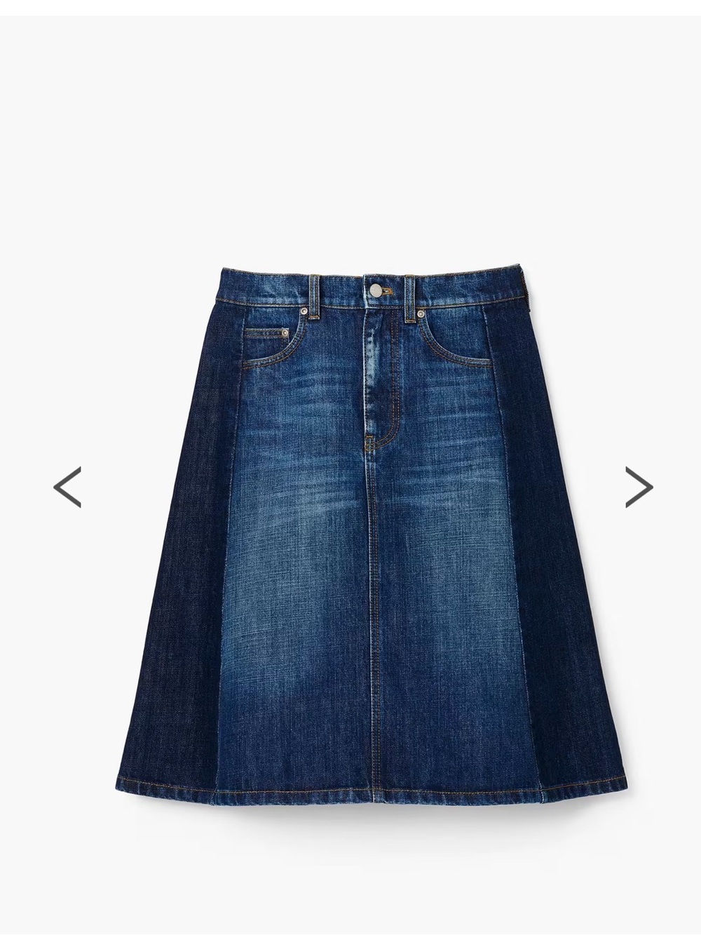 Marc Jacobs Two-Tone Denim A-Line Midi Skirt - Dark Blue